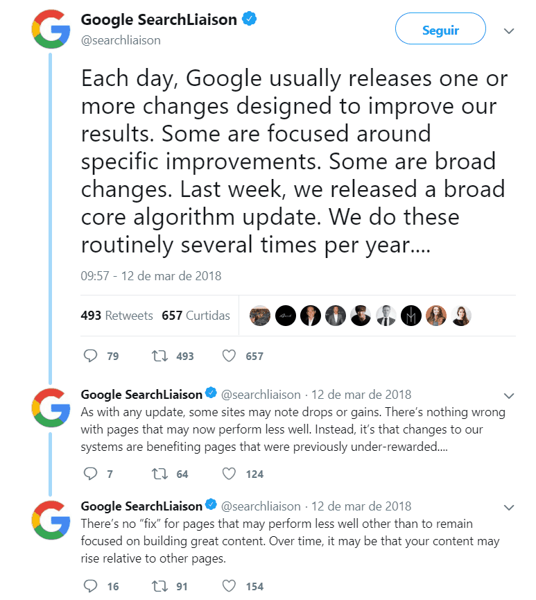 Google often states that its focus is very clear: quality content.